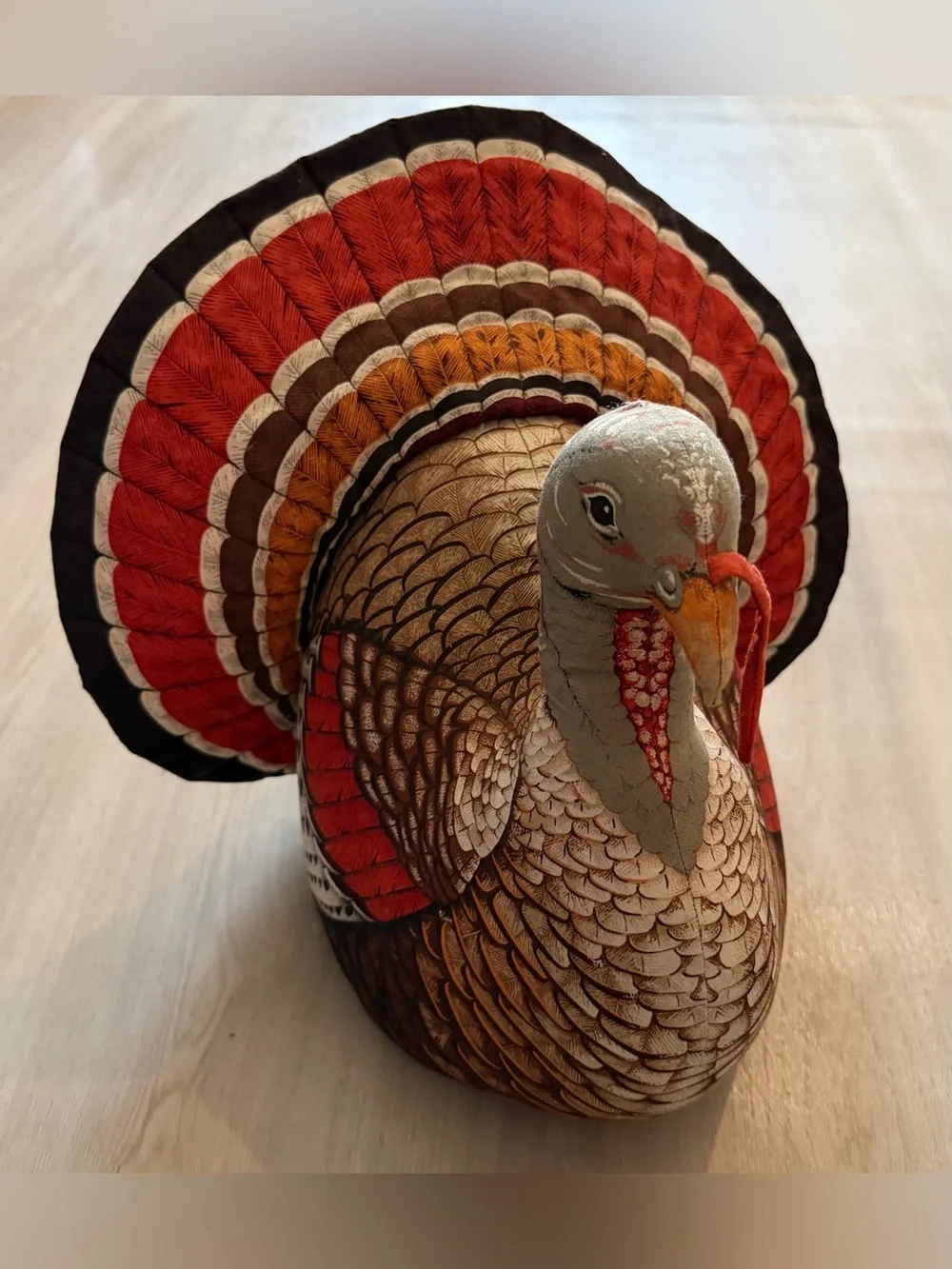 Vintage Turkey Bird Plush Stuffed Animal Handmade Thanksgiving Centerpiece
